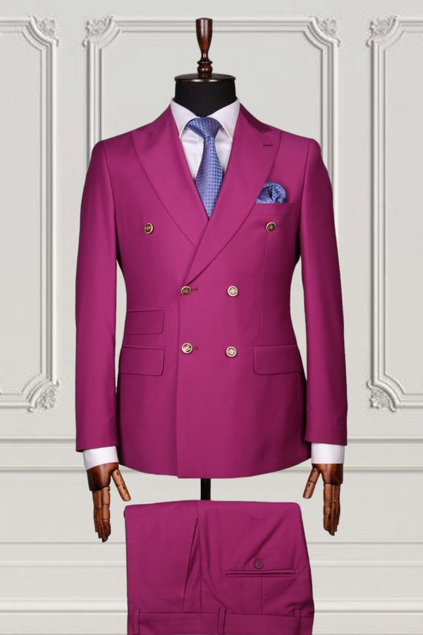 Men's Purple double breasted 2pcs suit