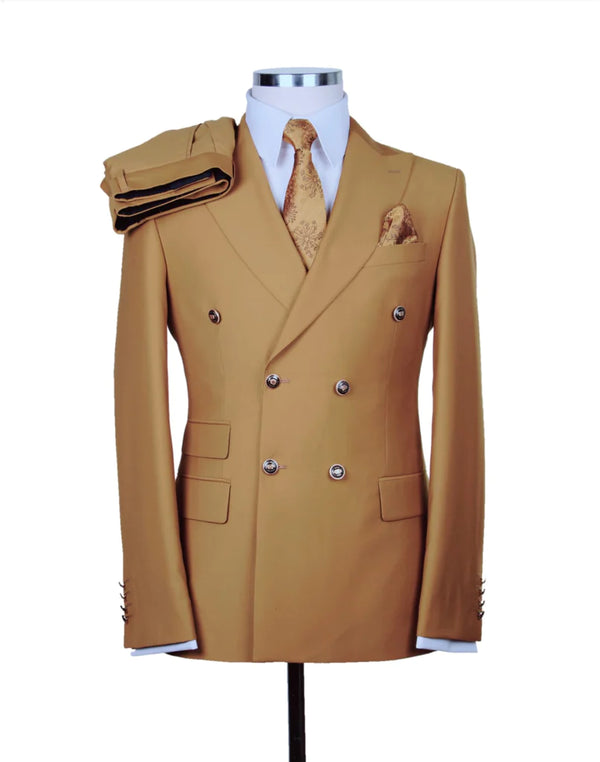 Men's Camel-Bronze 2pcs Double Breasted Suit .