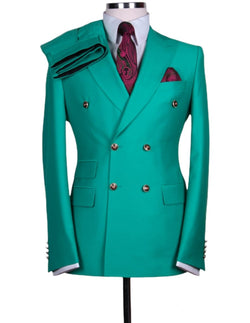 Men's seafoam green double breasted 2pcs suit.
