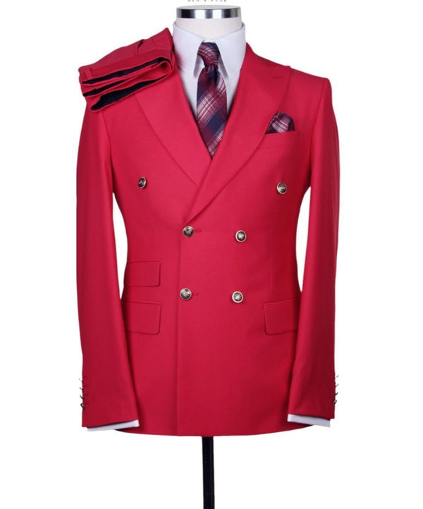 Men's Red double breasted 2pcs suit