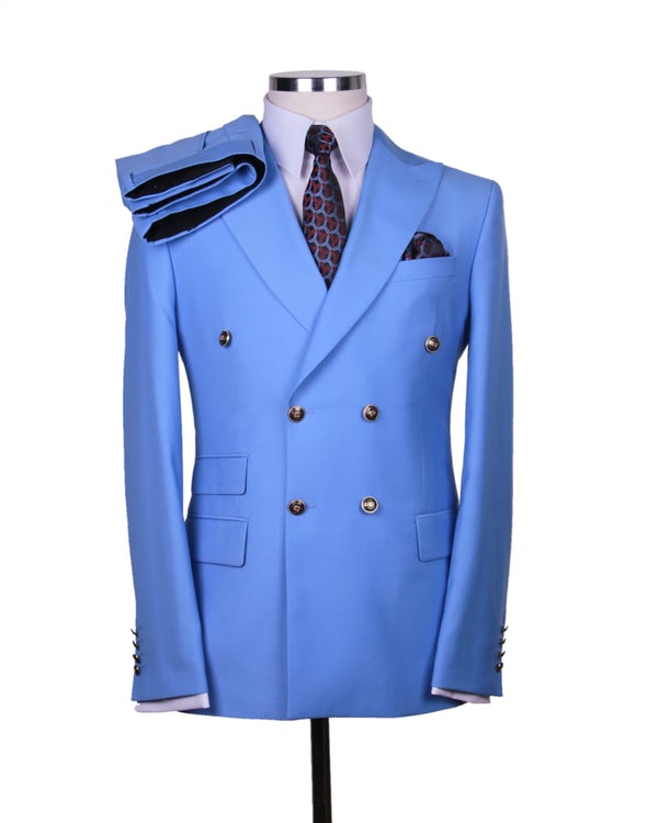 light blue double breasted 2pcs suit