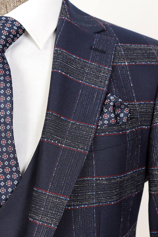 Navy Blue checked Men’s Suit